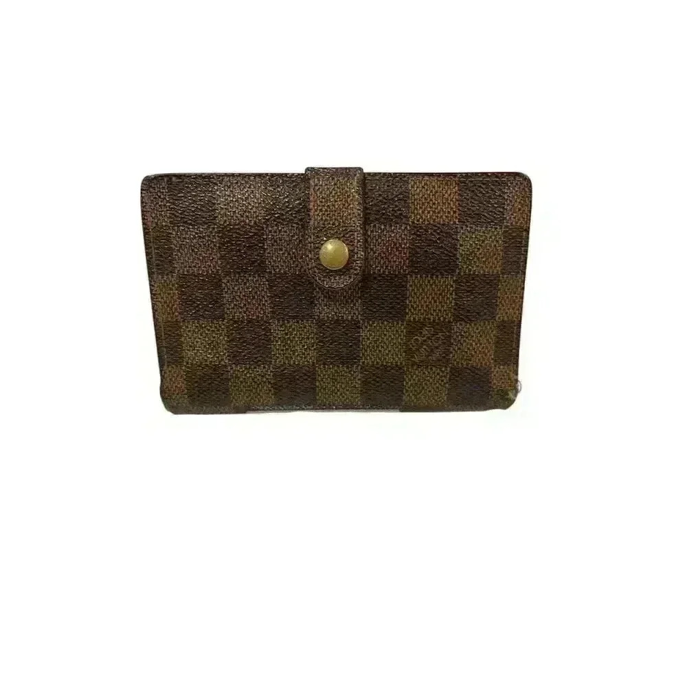 Louis Vuitton Damier Ebene Vienois Women's Wallet Brown Check Pattern